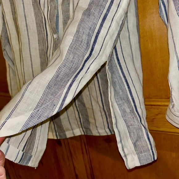Athleta Women’s Linen Striped Button Down Sz L - Picture 4 of 9